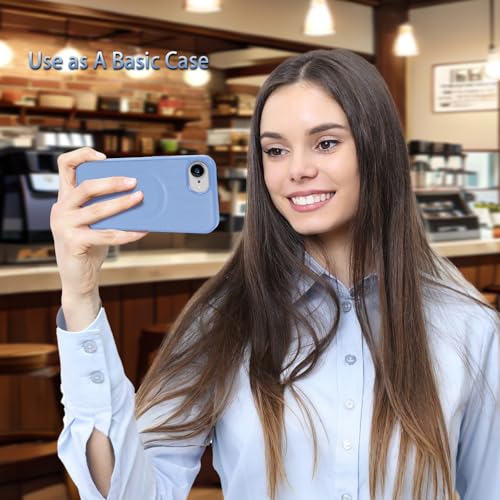 for iPhone 16e/17e Case Wallet,Compatible with MagSafe Magnetic 2 in 1 Magnetic Detachable PU Leather RFID Blocking Wallet Cover Card Holder Zipper Wrist Strap Lanyard,Quilted Blue - color: Quilted Blue