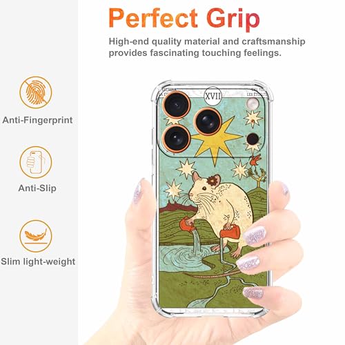Case for iPhone 17 Pro with Tarot Card Design,Aesthetic Cute Rat Pattern,Trendy Soft TPU Bumper Phone Cover,6.3"(Rat,17Pro) - color: Rat, size: iPhone 17 Pro