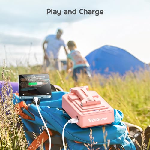TechGlow Gifts for Men Women Foldable Cellphone Stand with Bluetooth Speaker and Charging Function 360° Rotatable Phone Stand Birthday Gift Idea for Mom Dad Cool Tech Gifts-Pink - color: Pink