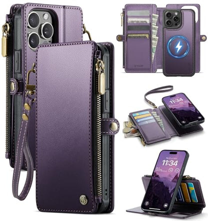 for iPhone 14 Pro Max - Phone Case Wallet Magnetic, Purple - color: Deep Purple, size: iPhone 14 Pro Max