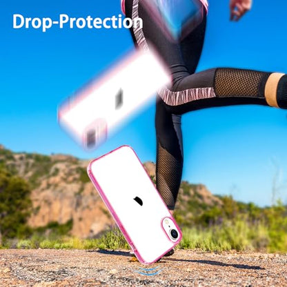 JJGoo Compatiable with iPhone XR Case Clear, Transparent Shockproof Phone Case, Slim Anti-Scratch Hard PC Back Protective Cover Bumper, Transparent Pink - color: Transparent Pink