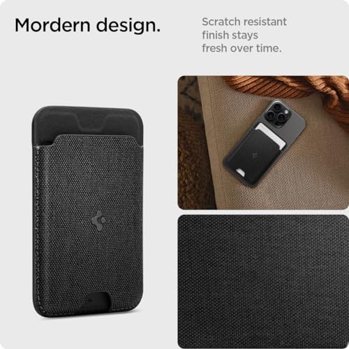 Spigen for MagSafe Wallet, Holds 3 Cards, Strong Magnet, Urban Fit MagFit - color: Fabric Black, size: 3-Cards