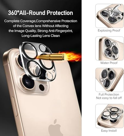 ivoler 3+3 Pack Tempered Glass for iPhone 16 Pro Max 6.9" Screen Protector with Camera Lens Protector with [Alignment Frame], Anti-Scratch Case Friendly Transparent HD Clear Film - size: iPhone 16 Pro Max 6.9''