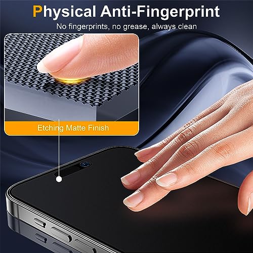 2 Pack Matte Privacy Screen Protector for iPhone 15 Pro 6.1-inch with Easy Installation Tool, Anti Spy Anti Glare 9H Tempered Glass Film, Dynamic Island Compatible, Case Friendly, 9H Hardness - size: iPhone 15 Pro-6.1 Inch