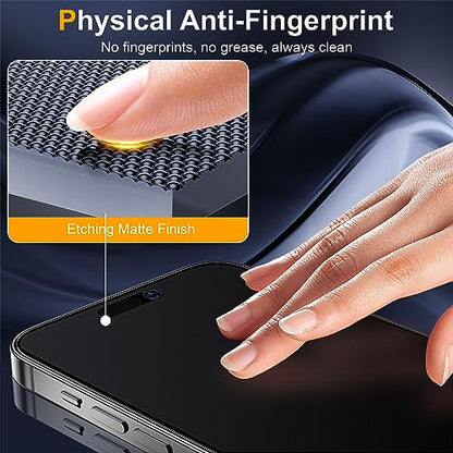 2 Pack Matte Privacy Screen Protector for iPhone 15 Pro 6.1-inch with Easy Installation Tool, Anti Spy Anti Glare 9H Tempered Glass Film, Dynamic Island Compatible, Case Friendly, 9H Hardness - size: iPhone 15 Pro-6.1 Inch
