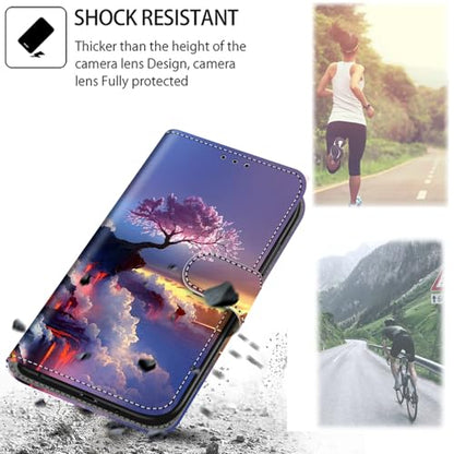Case Wallet for Samsung Galaxy A14 5G, Pink Tree | Kickstand, 3 Card Holder, Shockproof TPU Interior Shell, PU Leather, Magnetic Flip Cover, Lanyard Strap - color: Pic:07
