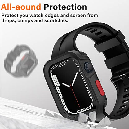 Amizee Rugged Case Compatible with Apple Watch Case Series 9/8/7 41mm SE 3/2/1 Series 6/5/4 40mm, Soft TPU Shockproof Bumper Drop Proof Protective Cover Compatible with iWatch - Black - color: Black, size: 40mm/41mm