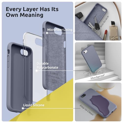 SURPHY Designed for iPhone SE Case, iPhone 8 Case, iPhone 7 Case, Liquid Silicone Phone Case for iPhone se 3rd 2nd SE 2022 SE 2020, Lavender Gray - color: Lavender Gray