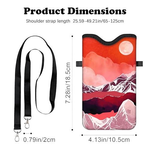 Men Women Phone Sleeve Pouch Case Bag with Crossbody Strap/Neck Lanyard for iPhone 17/16/15 Pro Max, Air, 16/15 Plus, 16e; Red - color: Red