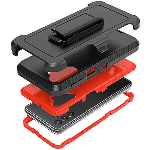 TENCO Compatible Samsung Galaxy A32 5G Case,with Screen Protectors, Shockproof Full Body Protection Kickstand Case Belt Clip Holster Samsung Galaxy A32 5G(Orange), (SM-A326B, SM-A326BDS) - color: Orange