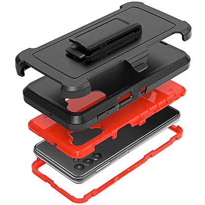 TENCO Compatible Samsung Galaxy A32 5G Case,with Screen Protectors, Shockproof Full Body Protection Kickstand Case Belt Clip Holster Samsung Galaxy A32 5G(Orange), (SM-A326B, SM-A326BDS) - color: Orange