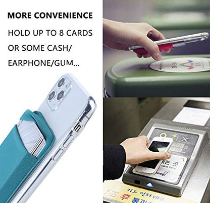 Fulgamo Phone Wallet Stick on,Card Holder for Phone Case,Phone Card Holder - color: 2Black,1Teal Green