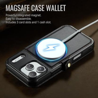 for iPhone 17 Pro Max Slim Case Wallet Wireless Charging, Black - color: Fashion Black, size: iPhone 17 Pro Max - 6.9"