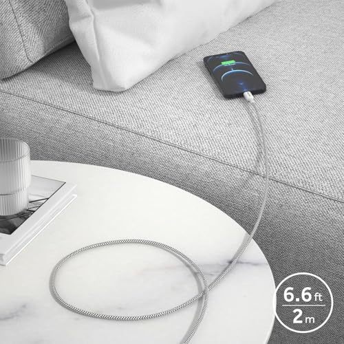 Nekmit USB C Charger, 52W 4-Port Thin Flat Fast Wall Charger with 6.6FT USB-C to Lightning Cable, Two 20W Power Delivery and 2 USB Port for iPhone 13/13 Pro/13 Pro Max, iPad Pro, AirPods Pro - color: White(with cable)