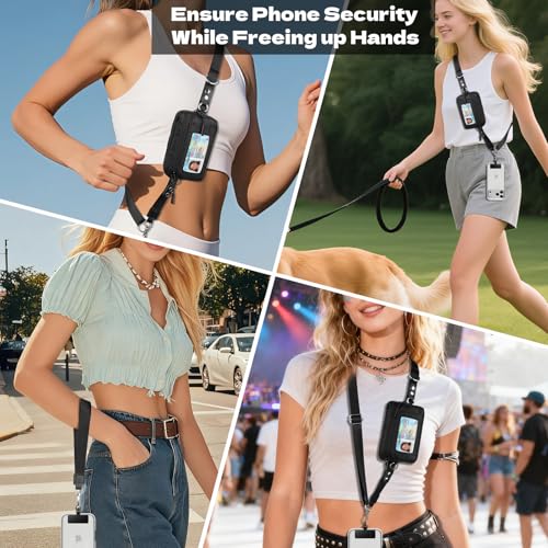 TiMOVO Clip and Go Phone Strap with Wallet, Black - color: Black, style: Classic