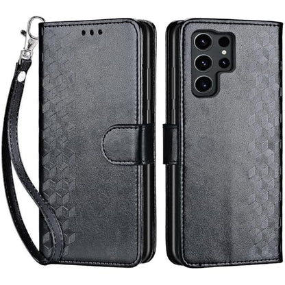 for Samsung Galaxy S24 Ultra Wallet case, Black-Cube | 3 Card Holders, Kickstand, Shockproof TPU Shell, PU Leather, Magnetic Closure, Protective Flip Folio Cover, Women - color: 4