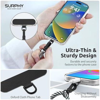 SURPHY Phone Lanyard Crossbody, Phone Strap Crossbody with 2 Tether Tabs - color: Black & White