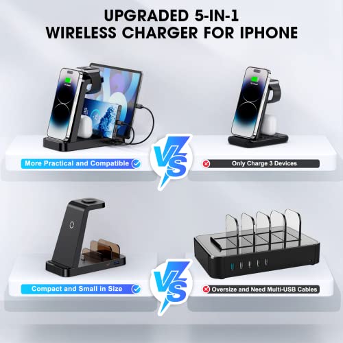 5 in 1 Wireless Charging Station, Magnetic Charging Dock, with 36W Adapter for phone16e 16 15 14 13 12 Pro Max, Watch Ultra/SE/Series, Pro/4/3/2