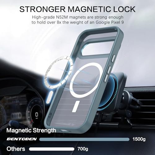 BENTOBEN for Google Pixel 9 Case [Compatible with Magsafe] Translucent Matte Magnetic Pixel 9 Case Slim Thin Shockproof Women Men Girls Boys Protective Phone Cases for Google Pixel 9 6.3", Grey Blue - color: Grey Blue