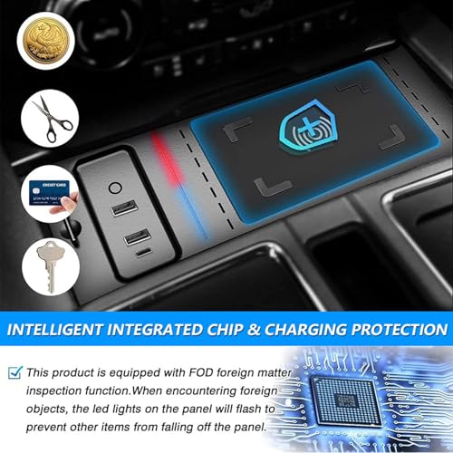 Wireless Charger for Ford F-150 2015-2023, Automotive Center Console Organizer Wireless Charging Pad for Ford F150 Interior Accessories (Doesn't fit F-250/F-350)