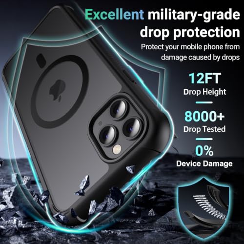 jaroco Magnetic for iPhone 11 Pro Max Case Heavy Duty Protection Gray | Compatible with MagSafe,Military Grade Drop Protection,Translucent Matte,Non-Slip,Shockproof 2-Layer Durable Bumper Case - color: Black, size: iPhone 11 Pro Max