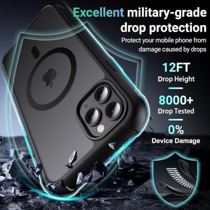 jaroco Magnetic for iPhone 11 Pro Max Case Heavy Duty Protection Gray | Compatible with MagSafe,Military Grade Drop Protection,Translucent Matte,Non-Slip,Shockproof 2-Layer Durable Bumper Case - color: Black, size: iPhone 11 Pro Max