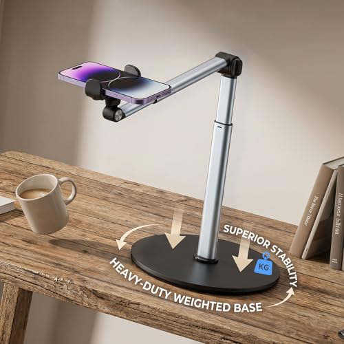 Overhead Phone Stand with Light for Video Recording