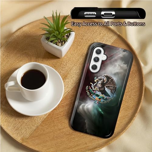 Mexican Eagle Phone Case for Samsung Galaxy S25, Dual Layer Shockproof Rugged Cover with Soft TPU + Hard PC, Anti-Scratch Slim Fit Wireless Charging Compatible - color: Mexican Eagle, size: 6.2" Galaxy S25
