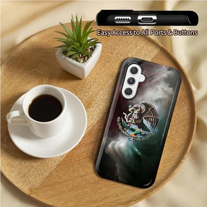 Mexican Eagle Phone Case for Samsung Galaxy S25, Dual Layer Shockproof Rugged Cover with Soft TPU + Hard PC, Anti-Scratch Slim Fit Wireless Charging Compatible - color: Mexican Eagle, size: 6.2" Galaxy S25