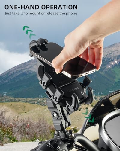 ROCKBROS Aluminum Motorcycle Bike Phone Mount with Vibration Dampener