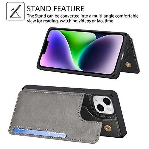Cavor for iPhone 14 Wallet Case with Card Holder for Women, Grey - color: B-Grey