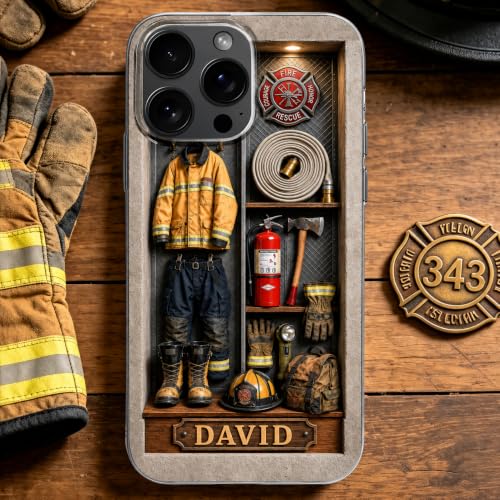 Courage Fire Honor Rescue, Personalized Clear Phone Case, Gift for Him Custom Cell Cover Protective Shell Shockproof Crystal Cover Firefighter Hero Accessory Smartphone Guard Present