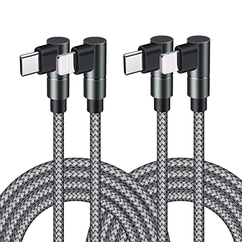 USB-C to Lightning Cable 10ft 90 Degree MFi Nylon Braided Cord - size: 10 FT