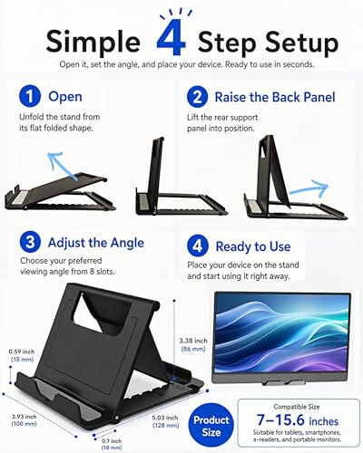 JIFANPAUL Foldable Phone & Tablet Stand Compatible with iPhone/iPad - size: L