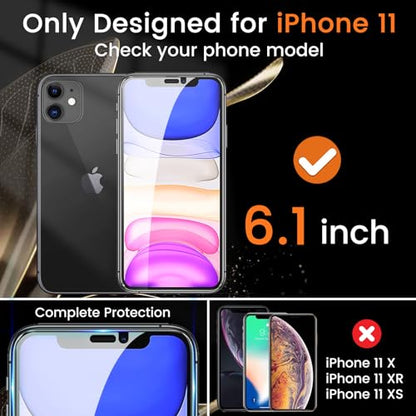 Lesakit 3+3 Pack Privacy Screen Protector for iPhone 11 6.1-Inch with 3 Pack Camera Lens Protector, Anti Spy Tempered Glass Film 9H Hardness Bubble Free Case Friendly - size: iPhone 11