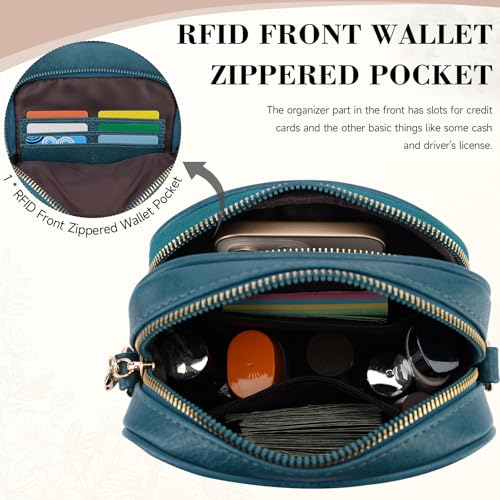 Small Crossbody Bags for Women, RFID Phone Purse with Card Slots, Triple Compartments Lightweight Shoulder Bag - color: 2-peacock-blue