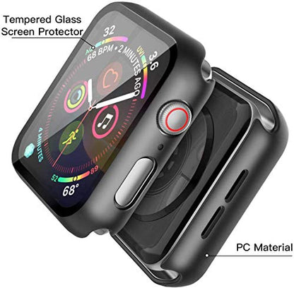 Misxi 2 Pack Hard PC Case with Tempered Glass Screen Protector Compatible with Apple Watch SE 3 (2025) SE 2 SE Series 6 Series 5 Series 4 40mm, Black - color: Black(2-Pack), size: 40mm (Se3/Se2/Se/6/5/4)