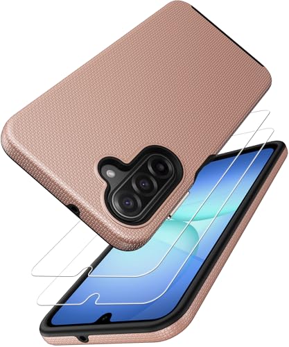 SSLOTSCASE for Samsung Galaxy A17 Case with 2X Screen Protector, Rose Gold | Support Wireless Charging, Thin Lightweight Durable Sturdy Matte Protective Phone Case Cover for Samsung Galaxy A17 6.7'' - color: Rose Gold, size: A17