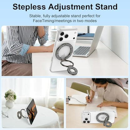 Magnetic Phone Ring for MagSafe Grip, Dual-Sided Magnetic Finger Ring Stand - color: Black