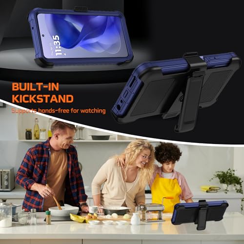 for Moto G Power 5G 2026/2025 Case with Belt Clip Holster,Military Grade Anti-Drop Shockproof Defender Phone Cases 2X Screen Protector,2 Layers Rugged Heavy Duty Protective Bumper Cover (Blue) - color: Blue