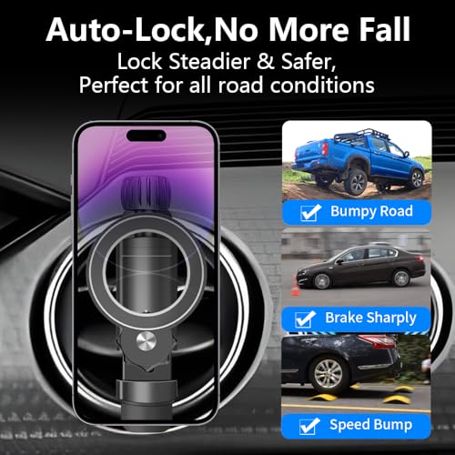 Car Magnetic Phone Holder Mount for Ford Mustang 2005-2023 (Not for Mach E)，F-150 2004-2014，F-250 2008-2016，F-350 2008-2016，Expedition 2003-2017 Circular Air Vent Accessories Cell Cellphone Stand