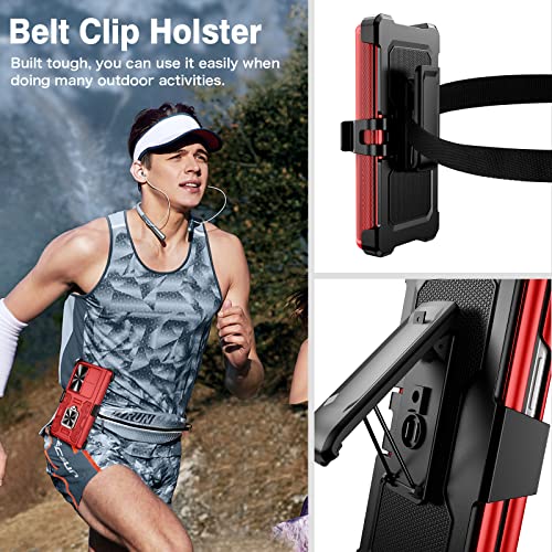 VEGO for Samsung Z Fold 4 Case with Belt Clip Holster and Kickstand - color: A-Red, size: Galaxy Z Fold 4