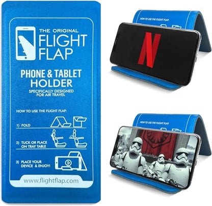 Flight Flap Airplane Phone Holder - Foldable Phone Stand for Plane Travel - color: Blue, size: Large