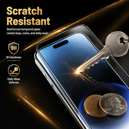 2 Pack Screen Protector for iPhone 15 Plus, 9H Tempered Glass, HD Clear, Anti-Scratch, Bubble-Free Easy Installation, Case Friendly