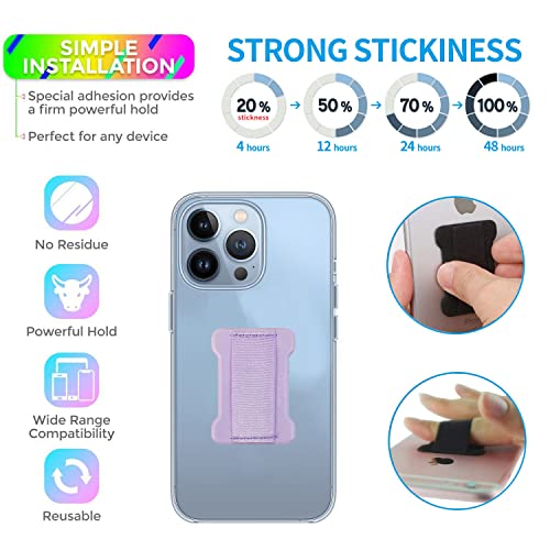 Universal Phone Grip for Smartphones - Phone Holder for Hand for Back of Phone - Wireless Charging Compatible (Black Purple) 2PC - color: Black Purple
