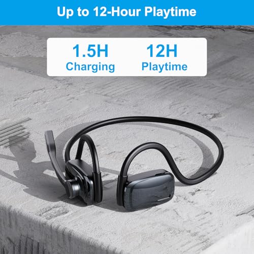 Open Ear Bluetooth Wireless Headphones with Noise Cancelling Mic, Gunmetal - color: Gunmetal