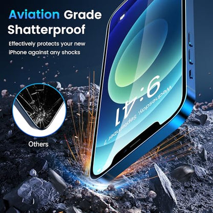 Fotbor for [3+3 Pack] iPhone 12 Screen Protector with Camera Lens Protector, 9H Shatterproof Tempered Glass Film with Easy Installation Frame, HD Clear Sensitive Full Coverage 6.1 Inch - size: iPhone 12-6.1 inch