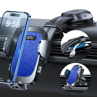 HTU Upgraded Strongest Suction No Block View Bendable Arm Car Phone Holder - color: Sapphire Blue