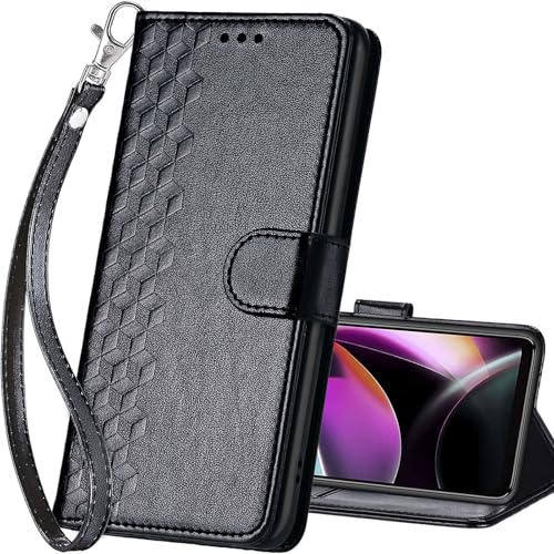 for Motorola Moto G 5G 2022 Wallet case, Black-Cube | 3 Card Holders, Kickstand, Shockproof TPU Shell, PU Leather, Magnetic Closure, Protective Flip Folio Cover, Women - color: 4