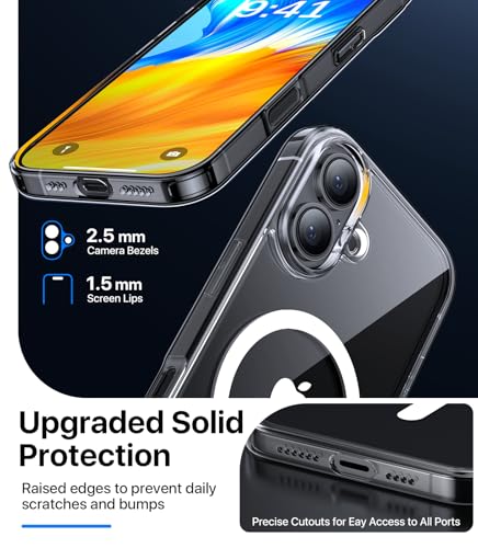 CAHEJILU Magnetic for iPhone 16 Case,[Compatible with MagSafe][Military Grade Drop Protection] Anti-Fingerprint Translucent Matte Shockproof Protective Case for iPhone 16 Phone Case 6.1",Clear - color: A4-Clear